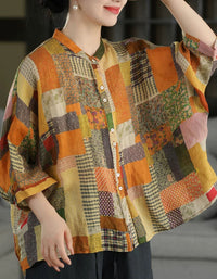 Vintage Patchwork Casual Shirt for Women