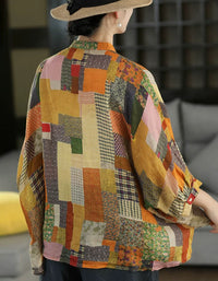 Women’s Retro Print Oversized Blouse Top