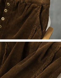 Women’s Retro Button Front Corduroy Maxi Skirt