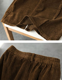 Women’s Retro Button Front Corduroy Maxi Skirt