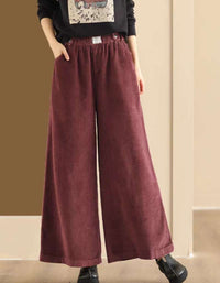 Women's Retro Casual Corduroy Wide Leg Pants