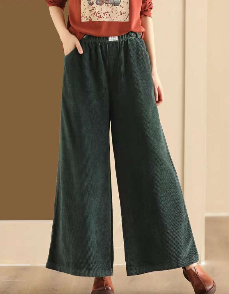 Women's Retro Casual Corduroy Wide Leg Pants