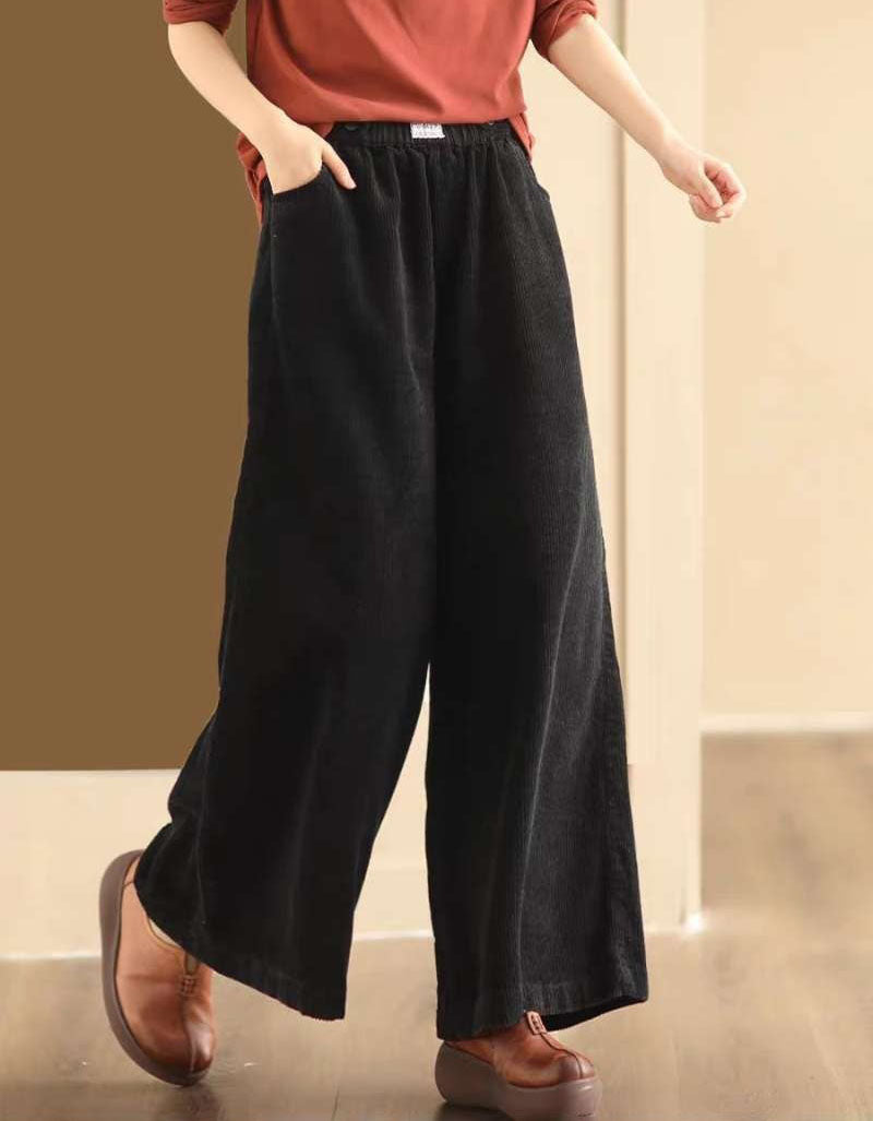 Women's Retro Casual Corduroy Wide Leg Pants
