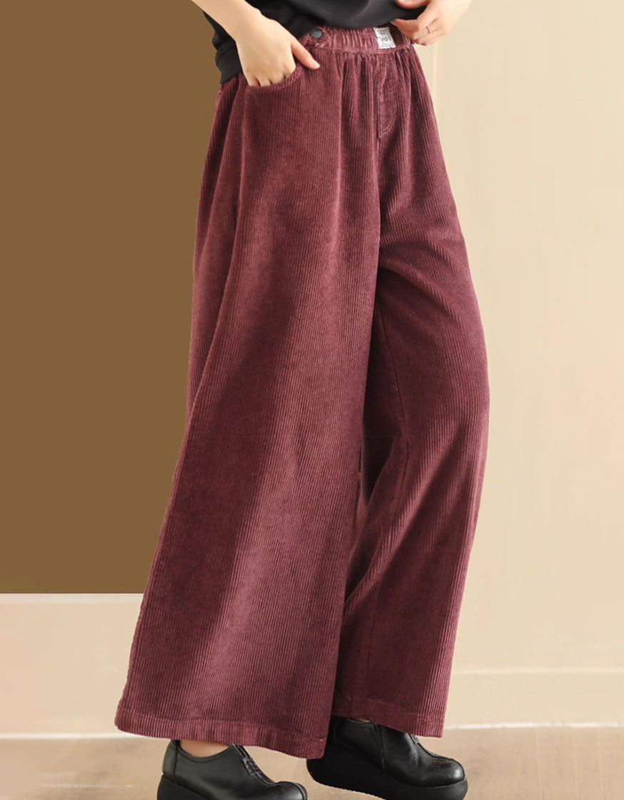 Women's Retro Casual Corduroy Wide Leg Pants