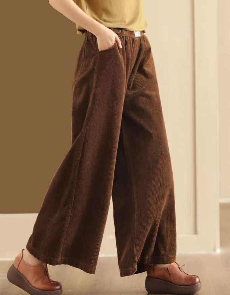 Women's Retro Casual Corduroy Wide Leg Pants
