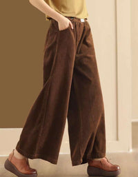 Women's Retro Casual Corduroy Wide Leg Pants