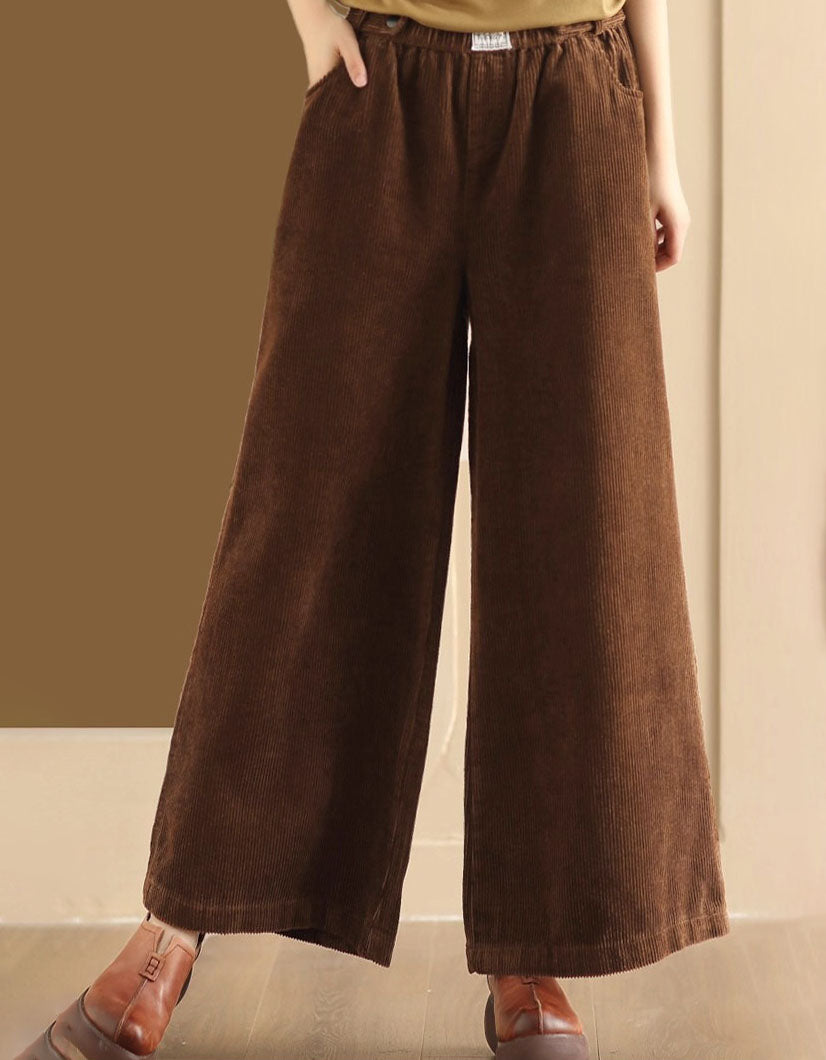 Women's Retro Casual Corduroy Wide Leg Pants