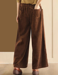 Women's Retro Casual Corduroy Wide Leg Pants