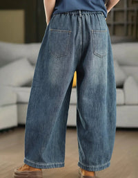 Women’s Retro Casual Loose Fleece Lined Jeans - Islinen