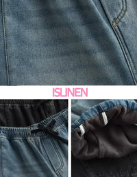 Women’s Retro Casual Loose Fleece Lined Jeans - Islinen