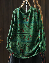 Women’s Colorful Floral Pattern Vintage Knit Sweater