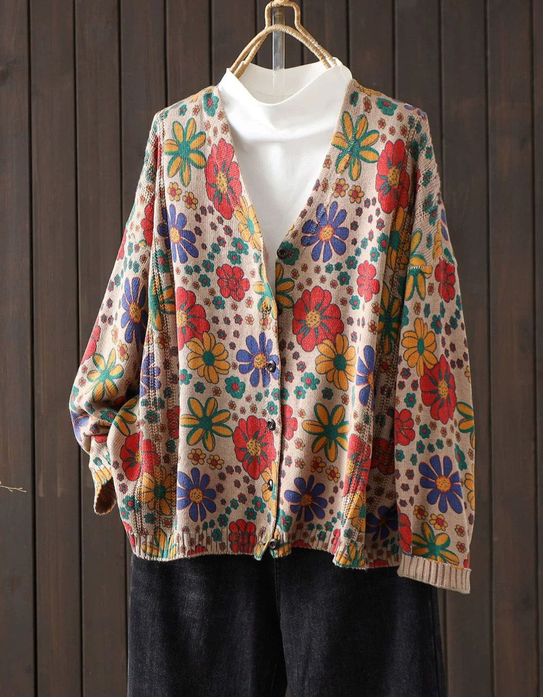 Women's Multicolor Floral Button Front Cardigan
