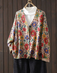 Women's Multicolor Floral Button Front Cardigan