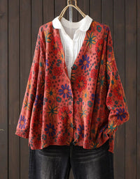 Women's Vintage Floral Knit Cardigan Sweater