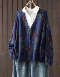 Colorful Floral Cardigan Sweater for Women