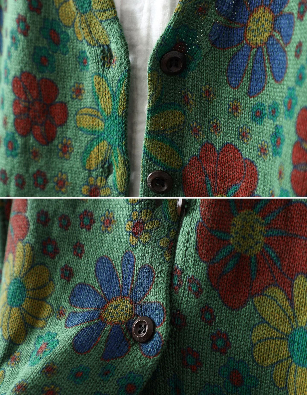 Colorful Flower Knit Cardigan for Women Vintage