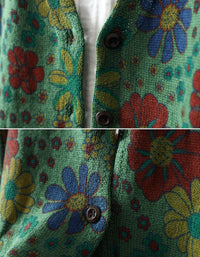 Colorful Flower Knit Cardigan for Women Vintage
