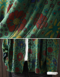 Women's Cozy Floral Knit Cardigan Multicolor Sweater