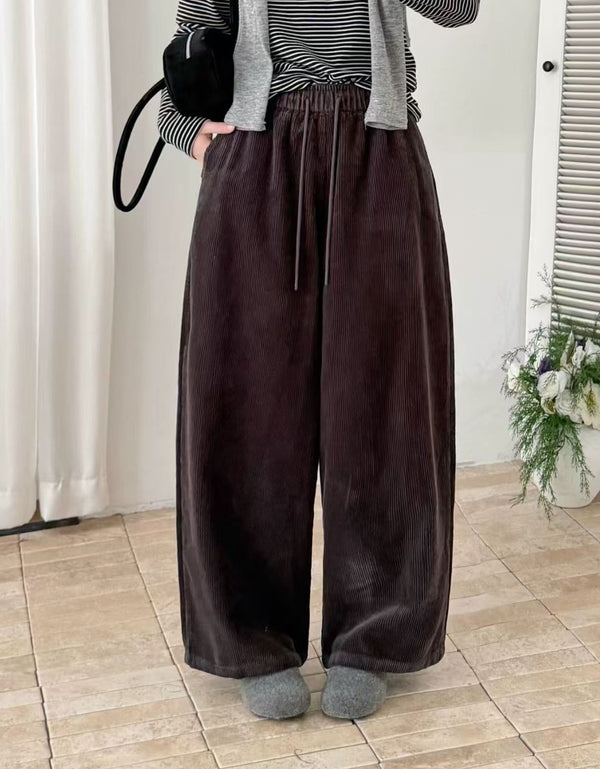 Women's Vintage Navy Corduroy Wide Leg Pants
