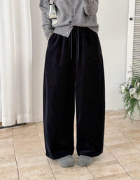 Women's High Waist Wide Leg Corduroy Trousers