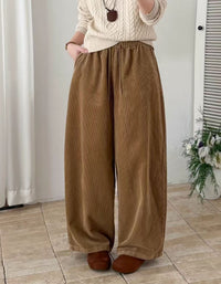 Women's Casual Loose Fit Corduroy Drawstring Pants