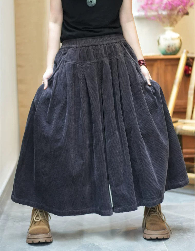 Women's Loose Fit Corduroy Palazzo Pants with Pockets