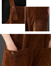 Women's Retro Loose Fit Corduroy Overalls