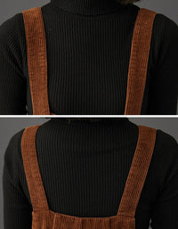 Women's Retro Loose Fit Corduroy Overalls