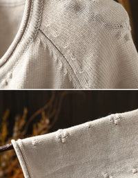 Women's button front floral cardigan in beige knit fabric