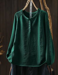 Women's Vintage Green Knit Cardigan Floral Button Sweater