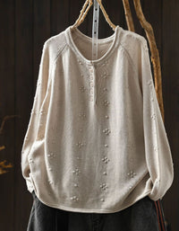 Relaxed beige floral cardigan for women's everyday wear