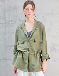 Women's Retro Loose Lightweight Utility Linen Jacket