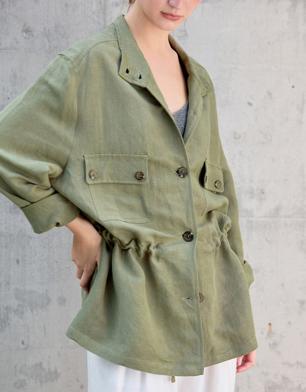 Women's Retro Loose Lightweight Utility Linen Jacket