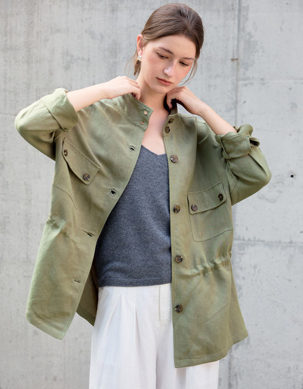 Women's Retro Loose Lightweight Utility Linen Jacket