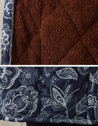 Women’s Retro Navy Floral Long Winter Coat