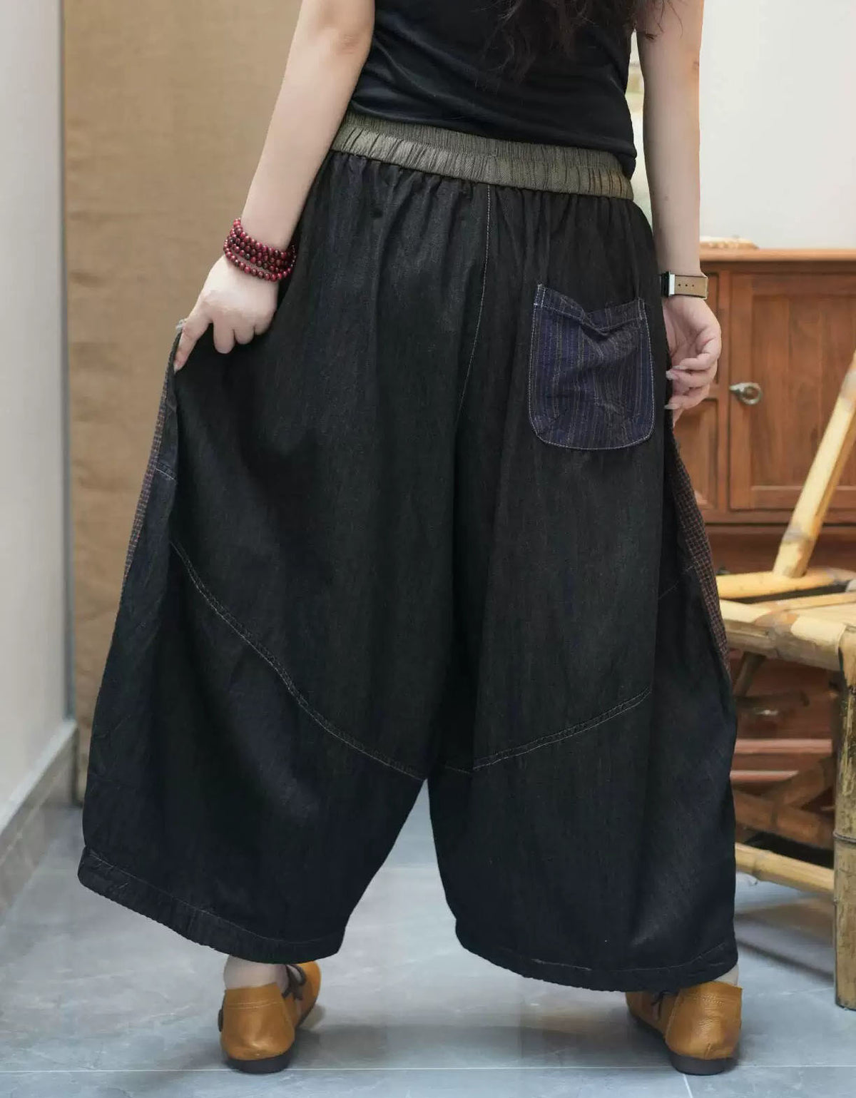Casual oversized patchwork trousers for women comfortable bohemian style