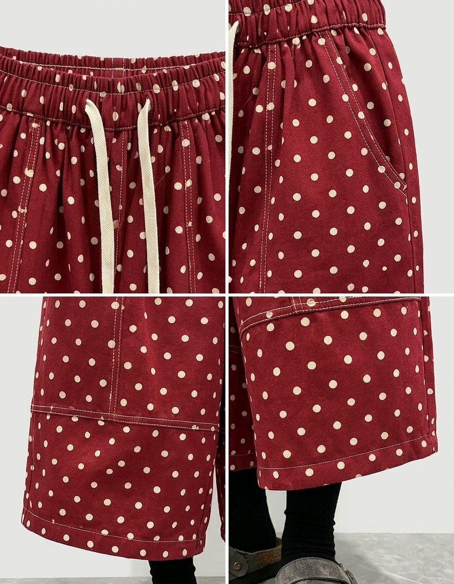 Comfortable vintage cotton culottes with wide leg silhouette for everyday wear