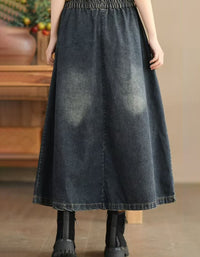 Women’s Retro Side Tie Loose Denim Skirt