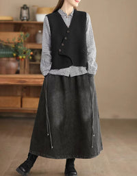 Women’s Retro Side Tie Loose Denim Skirt