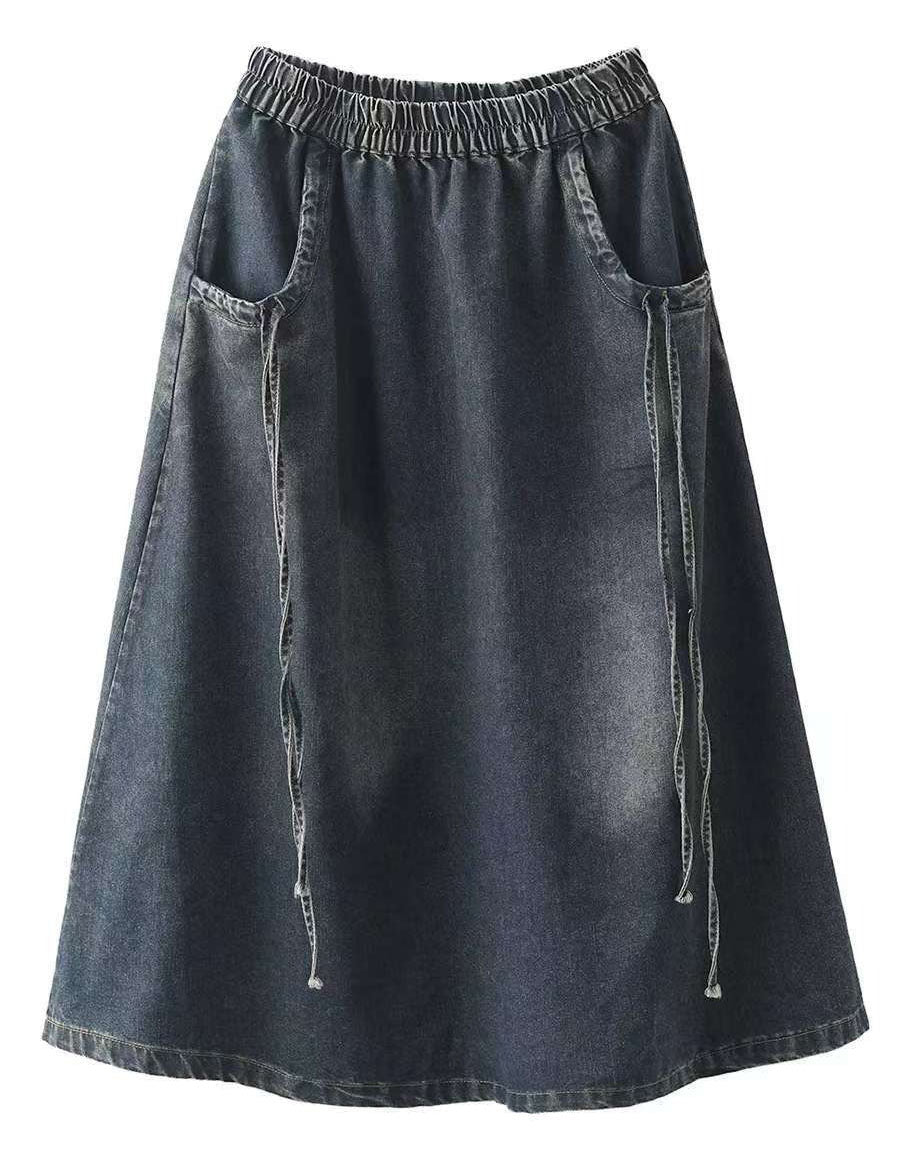 Women’s Retro Side Tie Loose Denim Skirt