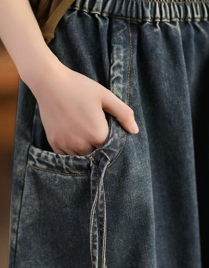 Women’s Retro Side Tie Loose Denim Skirt