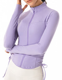 Purple long-sleeve top with a zipper on a white background