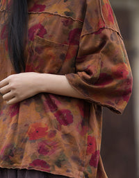 Retro Floral Cotton Shirt for Women – Relaxed Boho Casual Blouse