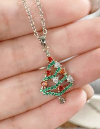 Women’s Sparkling Christmas Tree Pendant Necklace