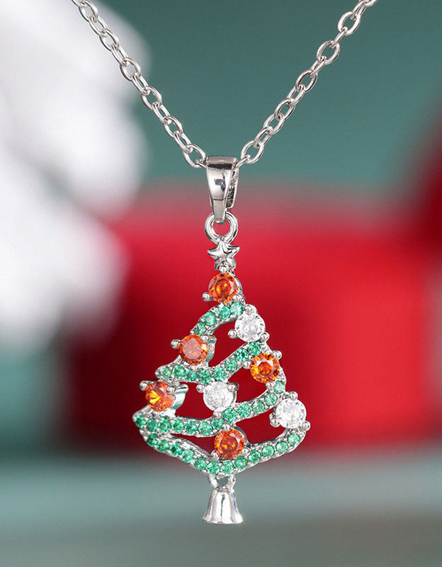 Women’s Sparkling Christmas Tree Pendant Necklace