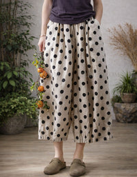 Women’s polka dot wide leg pants front view