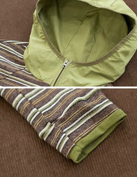 Women’s Retro Striped Half Zip Long Sleeve Sweatshirt