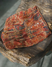 Casual summer shorts for women in printed corduroy with buttons