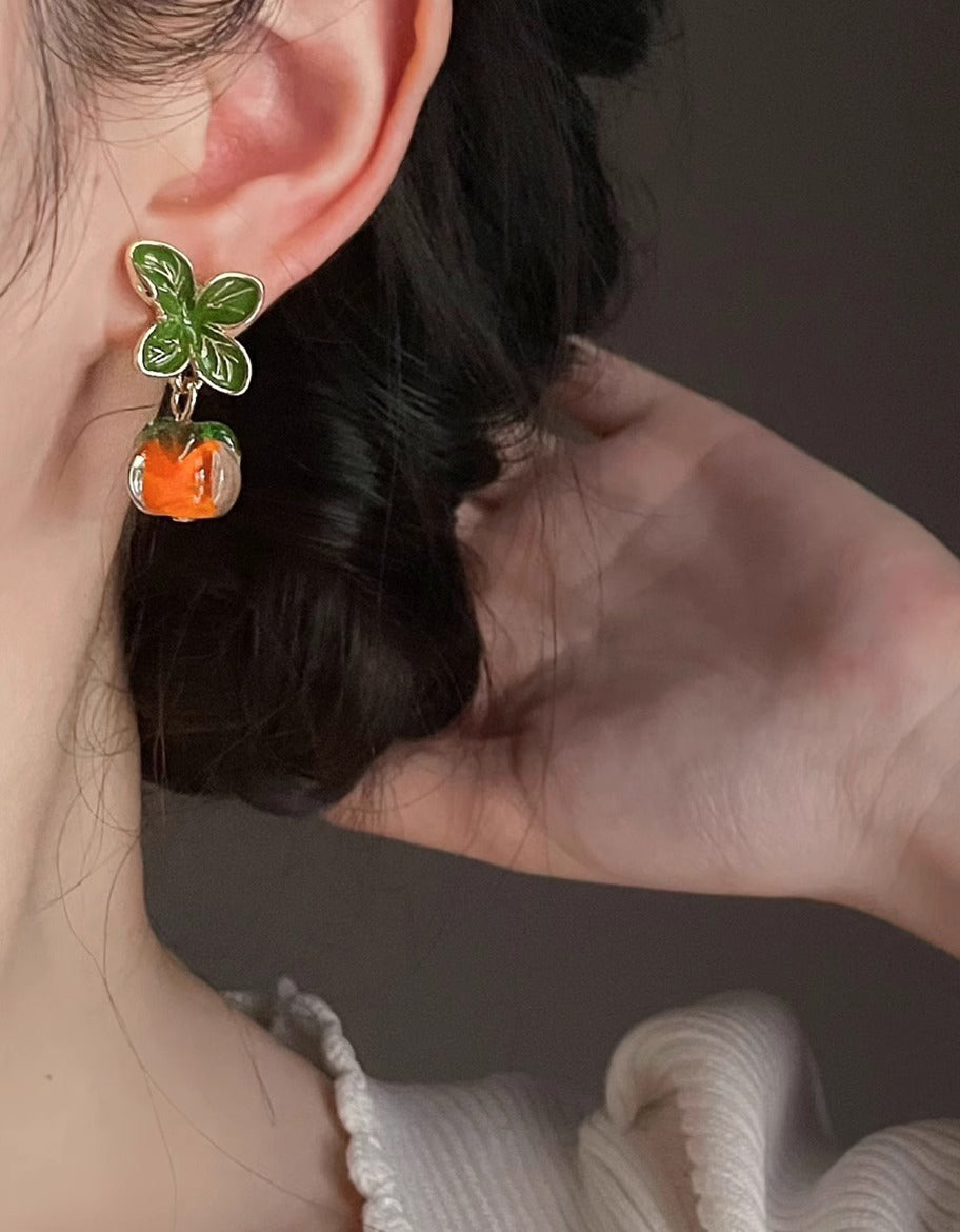 Women's Summer Glass Persimmon Earrings