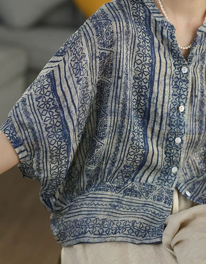 Minimalist Vintage Linen Blouse Women Everyday Wear